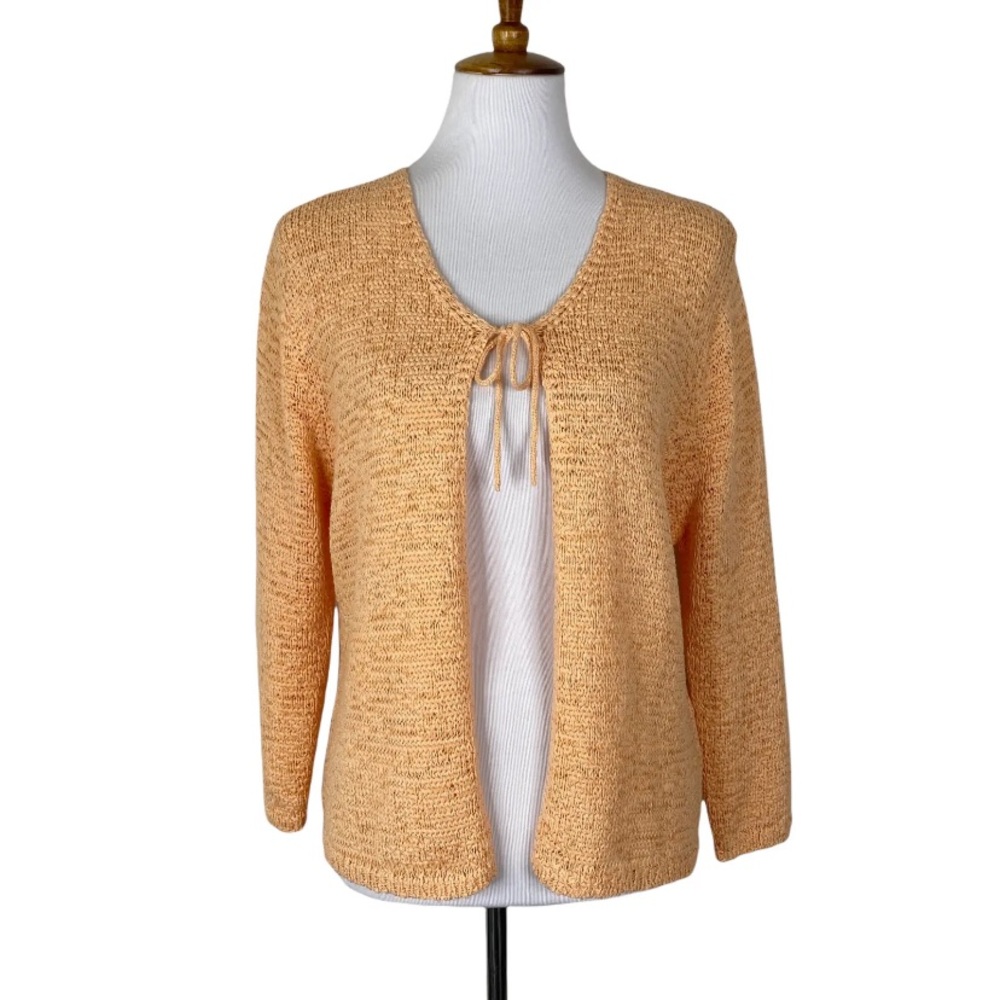 Northern Reflections Light Orange Tie Front Sweater Sz. L